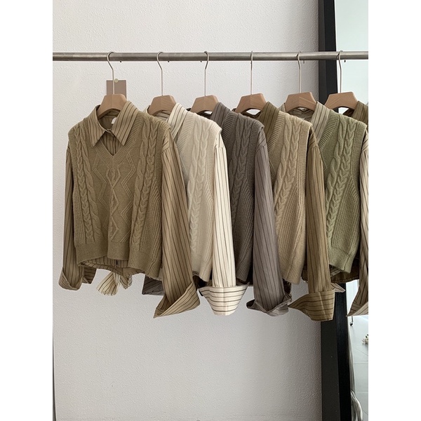 Set Áo Gile Kèm Sơmi QC ảnh thật