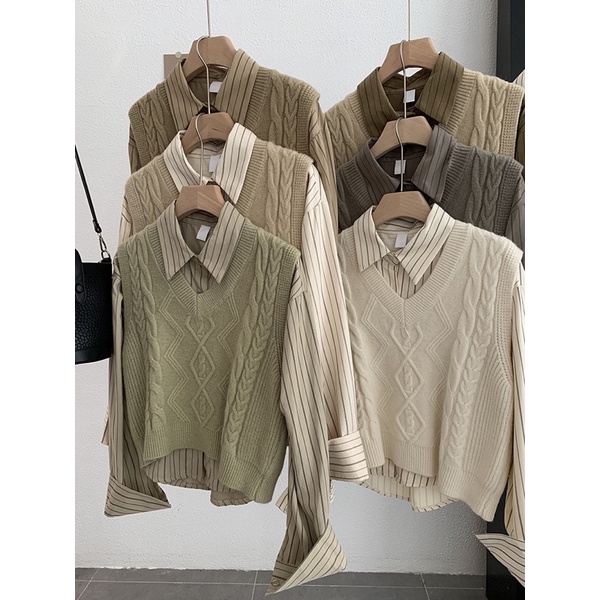Set Áo Gile Kèm Sơmi QC ảnh thật