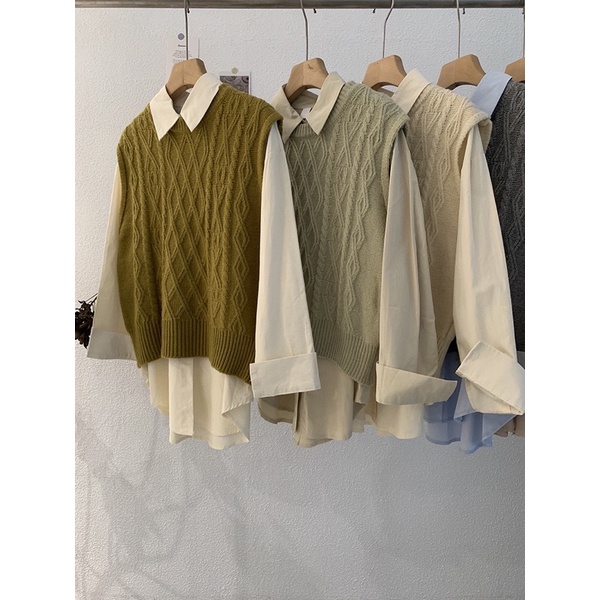 Set Sơmi Dài Kèm Gile Cổ Tròn QCCC