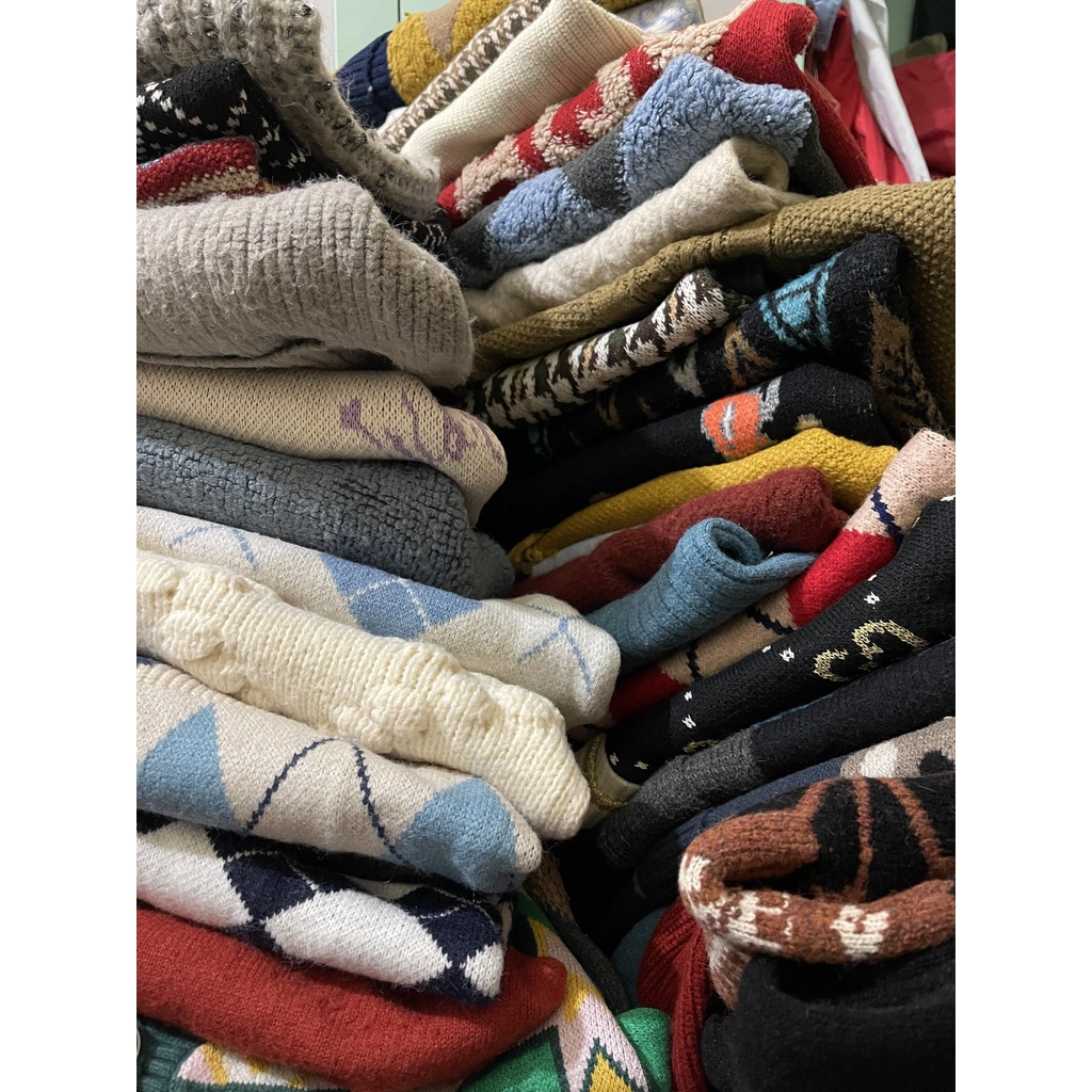 Áo cardigan len 2hand, khoác len Hàn siêu phẩm, len họa tiết bigsize, Lâu 2hand