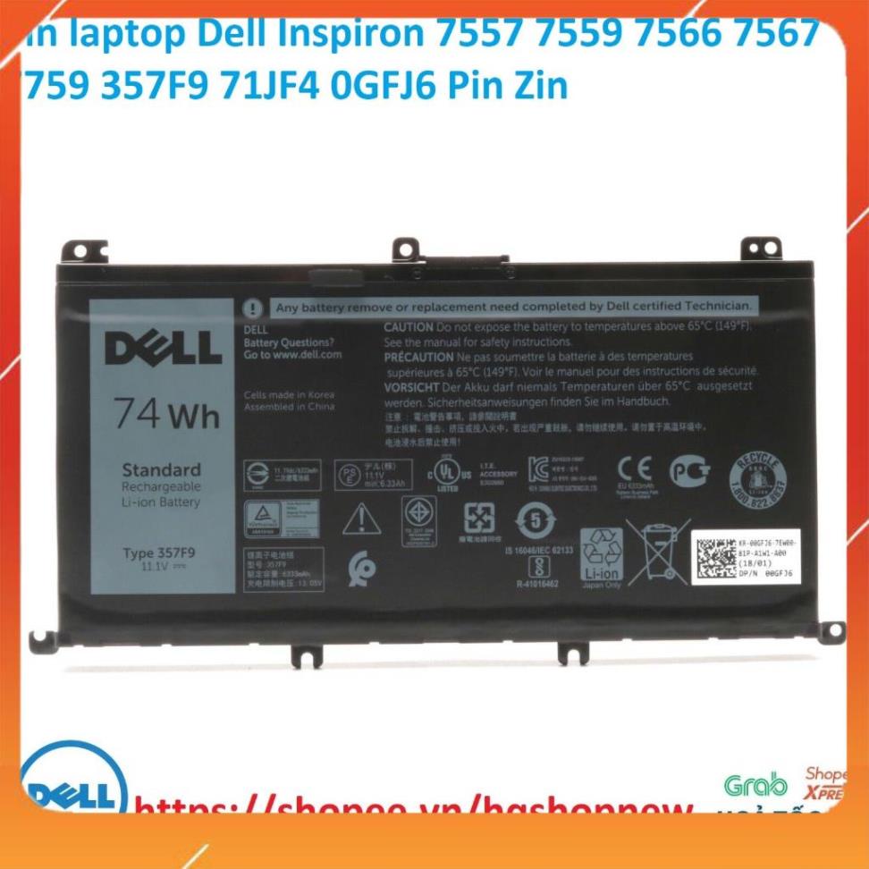 Pin dành cho laptop Dell Inspiron 7557 7559 7566 7567 7759 357F9 71JF4 0GFJ6 Pin Zin