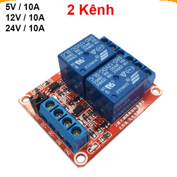 Mạch relay opto cách ly 1-8 kênh kích  5V/12V/24V - 10A/30A