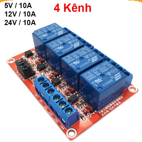 Mạch relay opto cách ly 1-8 kênh kích  5V/12V/24V - 10A/30A