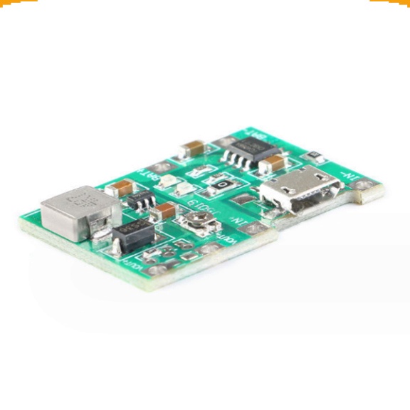 Mạch sạc pin 1S 18650 J5019 dùng ic TC4056 tích hợp mạch tăng áp 2A từ 3.5V lên 25V
