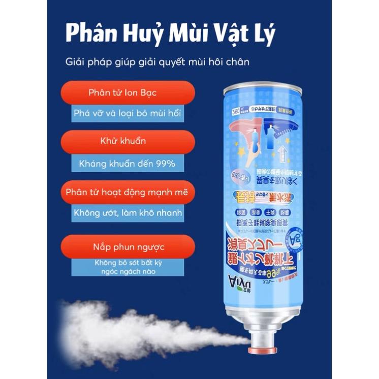 Bình Xịt Khử Khử Mùi Hôi Chân Hôi Giày Nhật Bản Chứa Công Thức Nano Bạc Kháng Khuẩn Mát Lạnh Hương Thêm Giữ Cực Lâu