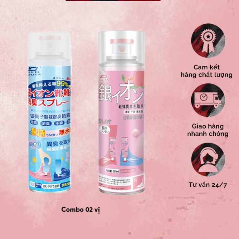 Bình Xịt Khử Khử Mùi Hôi Chân Hôi Giày Nhật Bản Chứa Công Thức Nano Bạc Kháng Khuẩn Mát Lạnh Hương Thêm Giữ Cực Lâu