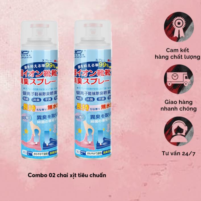 Bình Xịt Khử Khử Mùi Hôi Chân Hôi Giày Nhật Bản Chứa Công Thức Nano Bạc Kháng Khuẩn Mát Lạnh Hương Thêm Giữ Cực Lâu