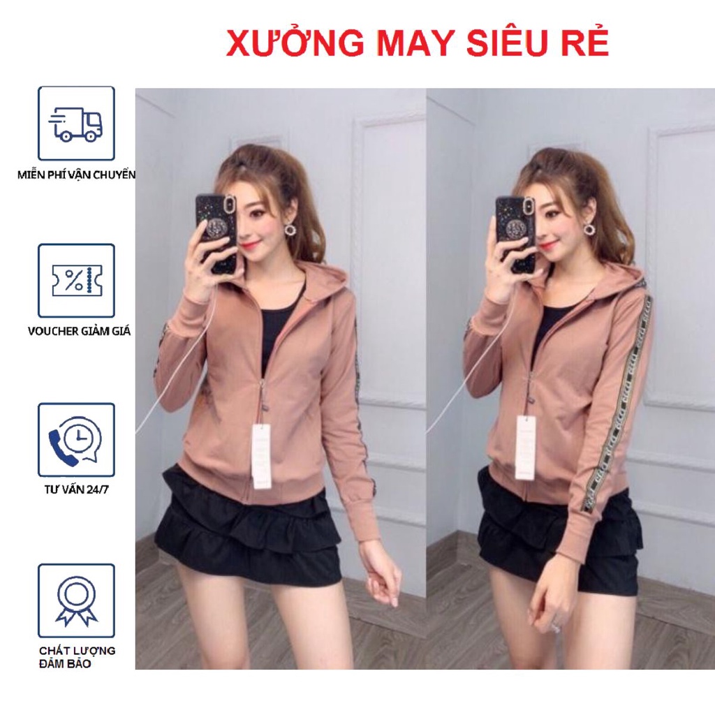 Áo khoác nữ G.U viền tay chuẩn shop phong cách-A379