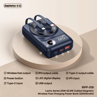Pin sạc dự phòng không dây wireless Remax 519 20000mah sạc nhanh kèm dây PD 22.5W có led báo dung lượng [Cực rẻ]