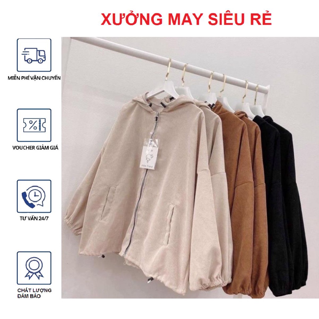 [JND] [Ảnh thật] Áo khoác Basic Nhung Gân form rộng cực đẹp