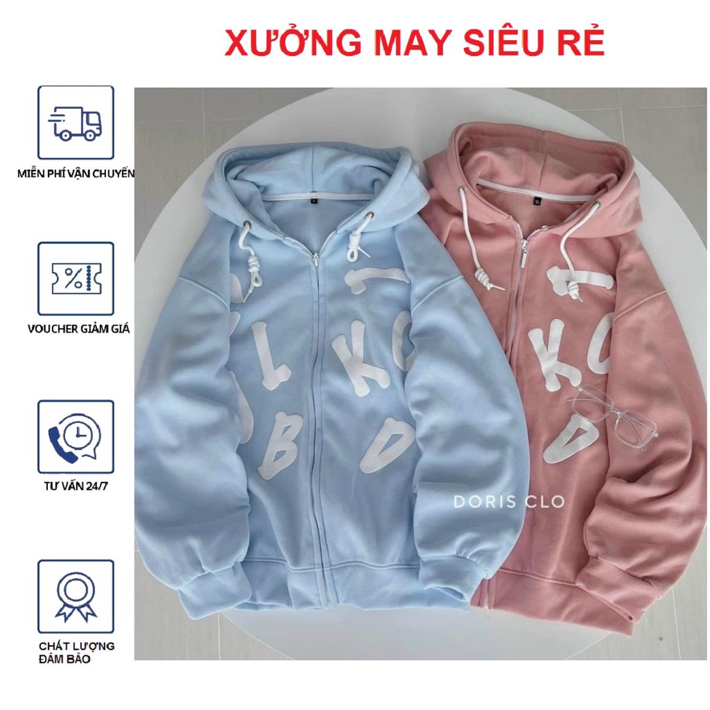 Áo khoát nỉ dây kéo phối chữ xitin xinh xinh-A864