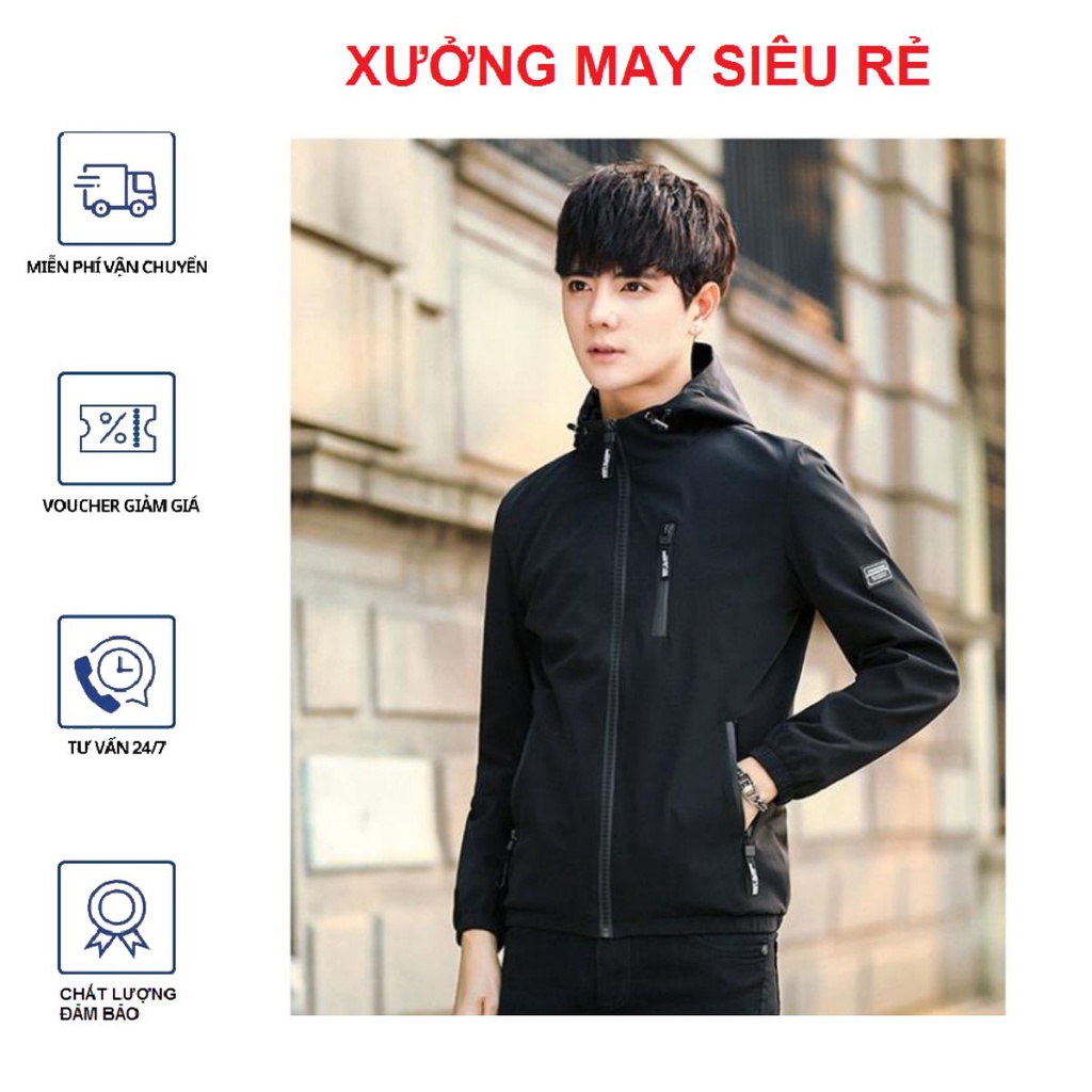 Áo khoác dù nam đẹp dây kéo ngực có nón cao cấp hàng đẹp cực chuẩn-A1037