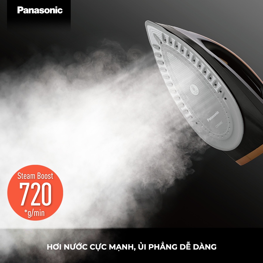 Bàn ủi hơi nước cao cấp Panasonic NI-GT500NRA – Tự động chỉnh nhiệt độ - Ủi cực nhanh