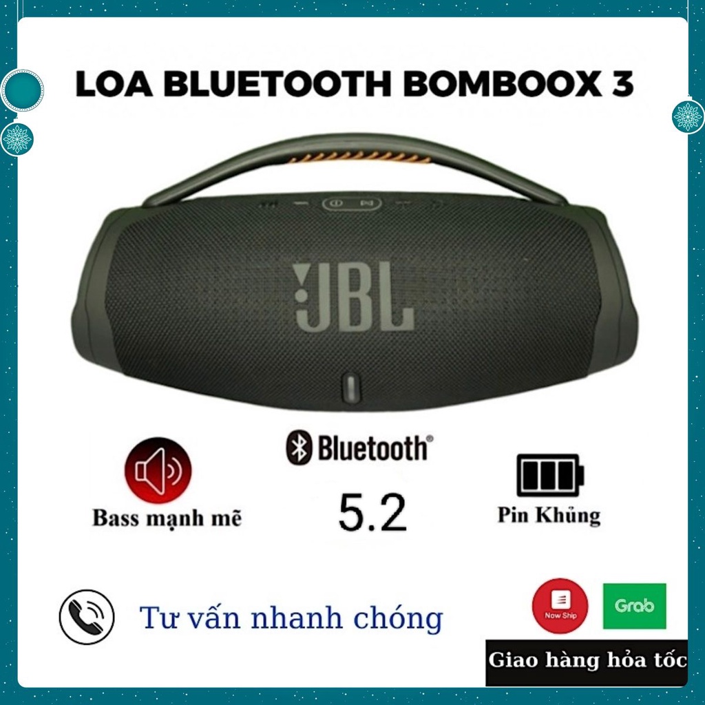 Loa Bluetooth Boombox 3 Du Lịch Thế Hệ Mới . Bass Mạnh Âm Thanh Lớn Cực Đỉnh Bluetooth 5.2 bảo hanh lỗi 1 đổi 1 shop6808