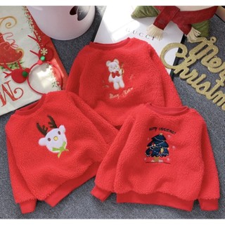 Áo nỉ noel cho bé,áo nỉ lông đỏ ấm áp cho bé trai, bé gái diện noel, áo nỉ lông màu đỏ m100