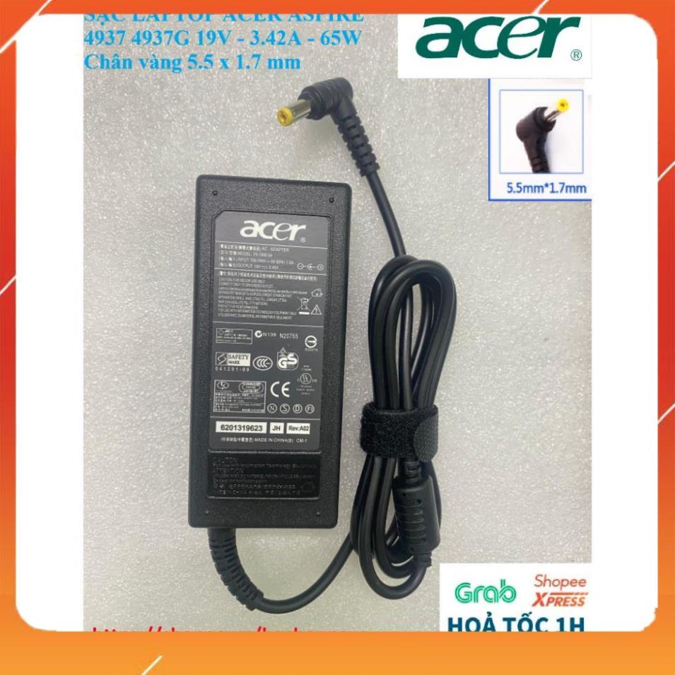 HCM[Sạc zin] SẠC LAPTOP ACER ASPIRE 4937 4937G 19V - 3.42A - 65W Chân vàng 5.5 x 1.7 mm