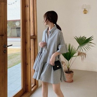 Plus Đầm Cổ polo Dáng Rộng Lệch Tà Thời Trang Xinh Xắn Cho Nữ