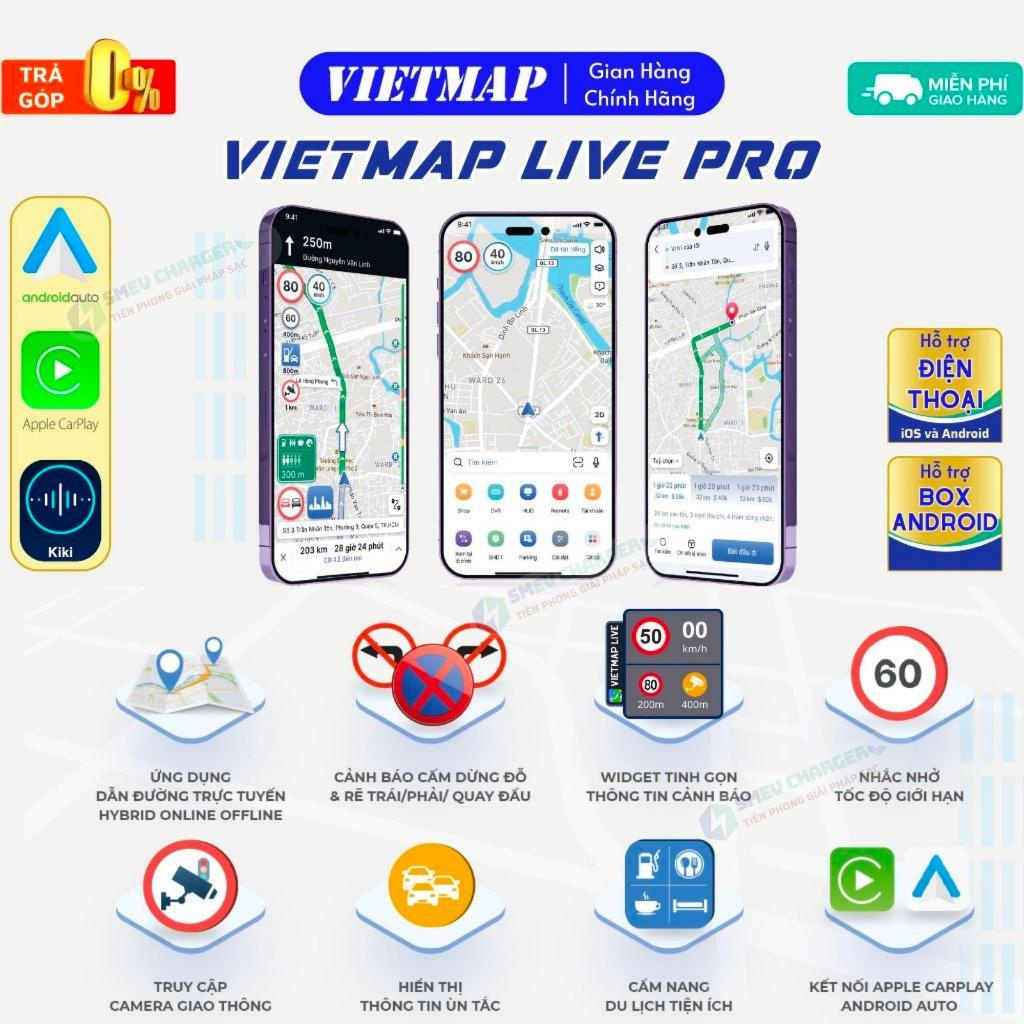 2 Năm Key Phần mềm Vietmap Live Pro Dẫn đường Cảnh báo giao thông - SMEV - Hàng chính hãng