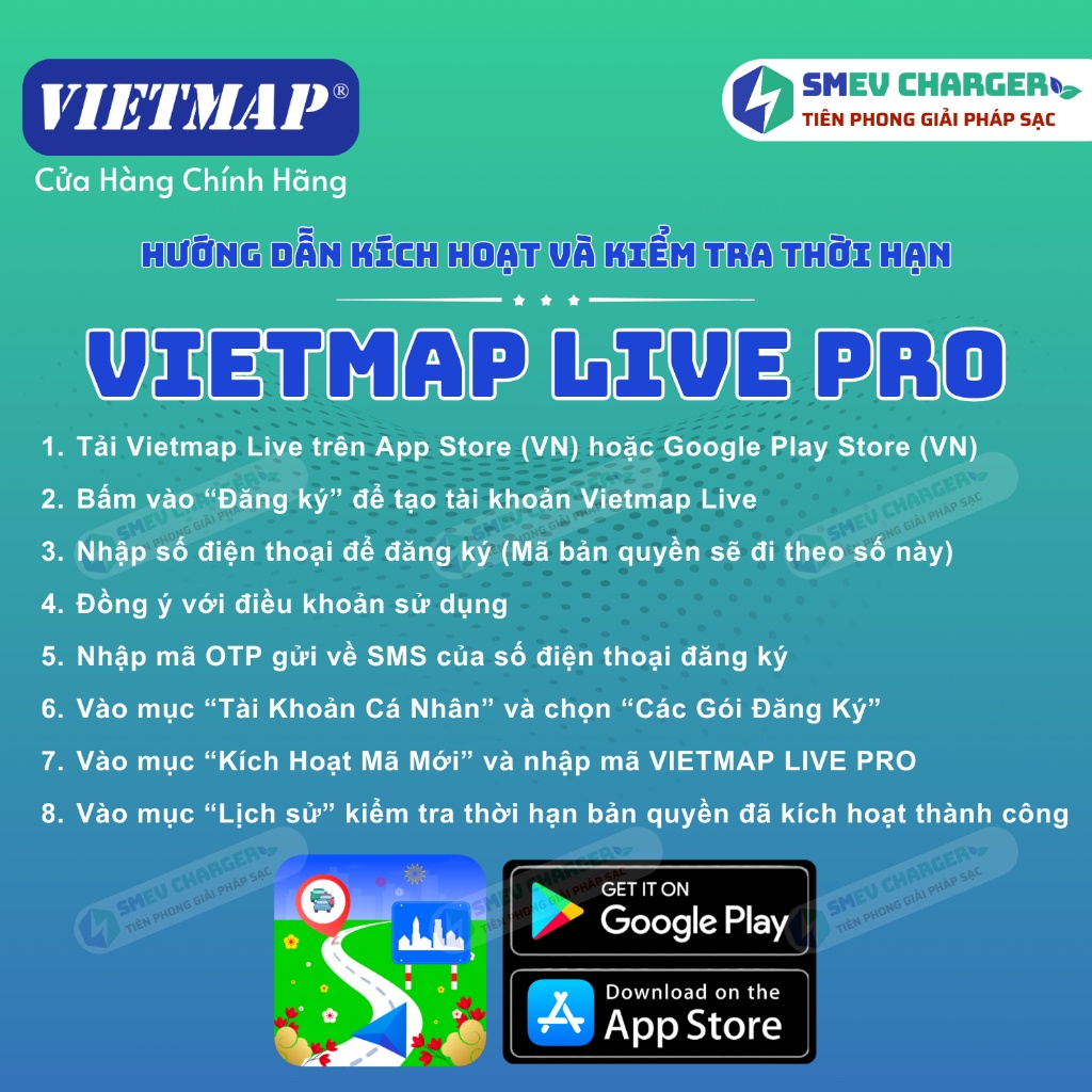 2 Năm Key Phần mềm Vietmap Live Pro Dẫn đường Cảnh báo giao thông - SMEV - Hàng chính hãng