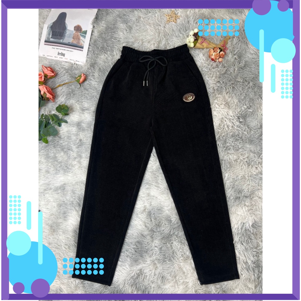 Quần Nhung Gân Nam Nữ, Dáng Baggy dây rút unisex TH