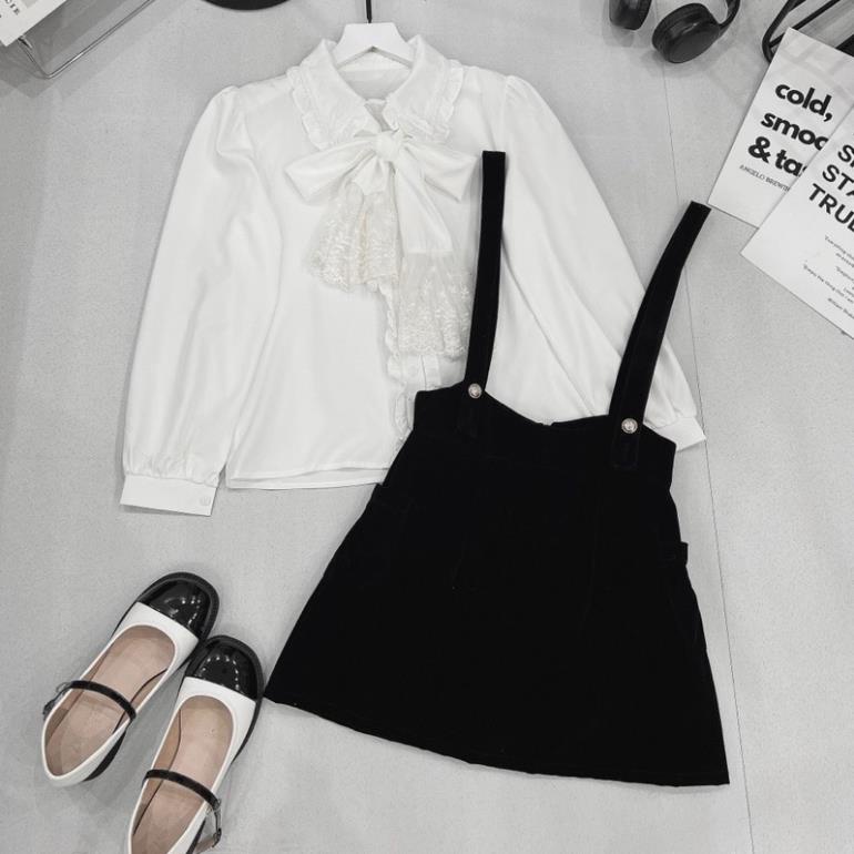 Set Áo Trễ Vai Bèo Kèm Dây Hoa, set áo Mix Chân Váy Tacta Có Lót Quần Hàng 2 Lớp siêu sang chảnh siêu xinh V 48