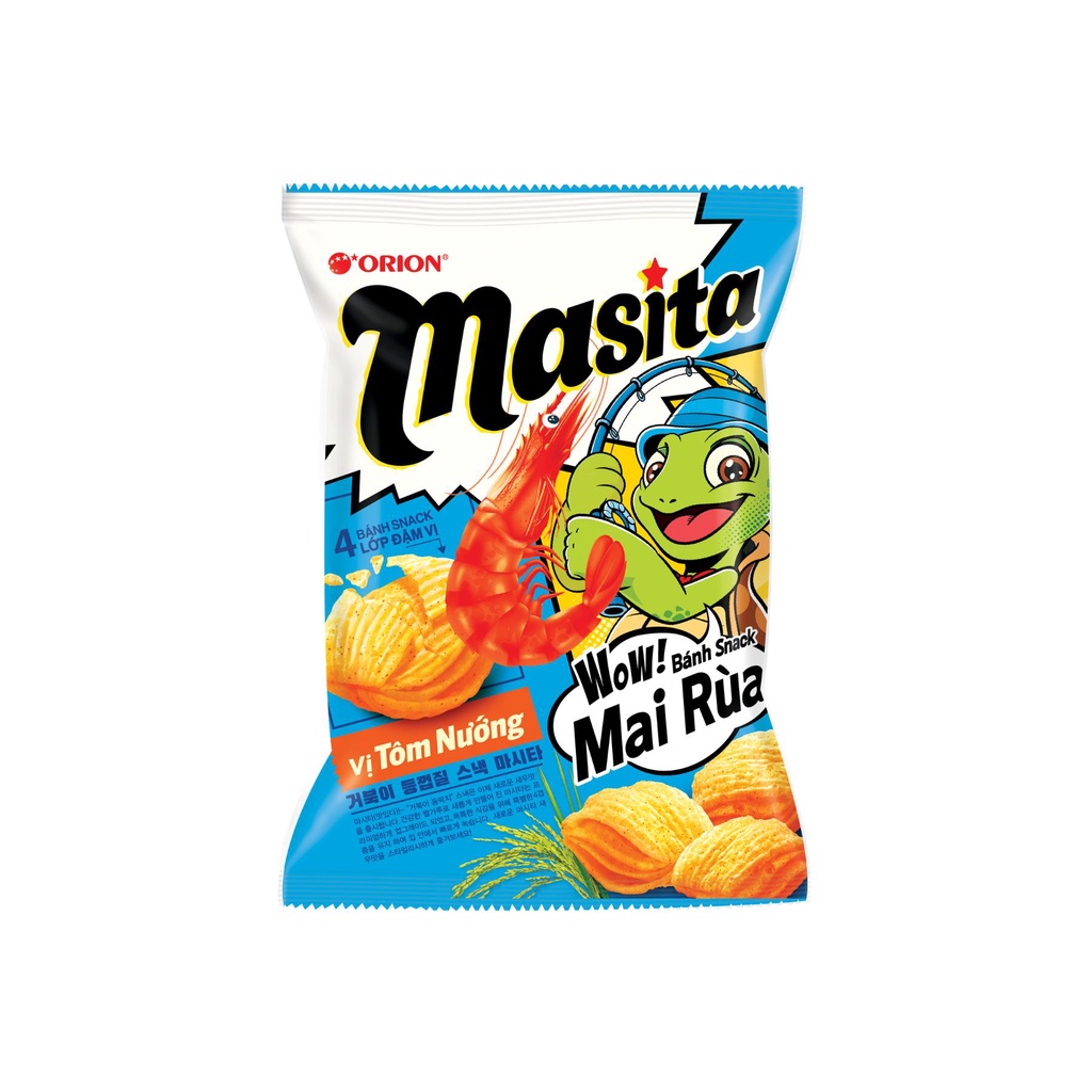 Bánh Snack Mai Rùa 4 Lớp Masita Vị Tôm Nướng bịch 33g