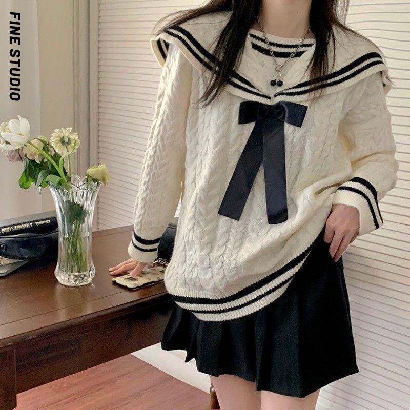 Áo sweater Dệt Kim Cổ Thủy Thủ Phong Cách Mới 2023
