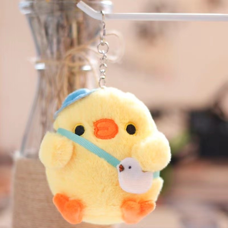 Móc Khóa Hình Gà Nhồi Bông Màu Vàng Dễ Thương