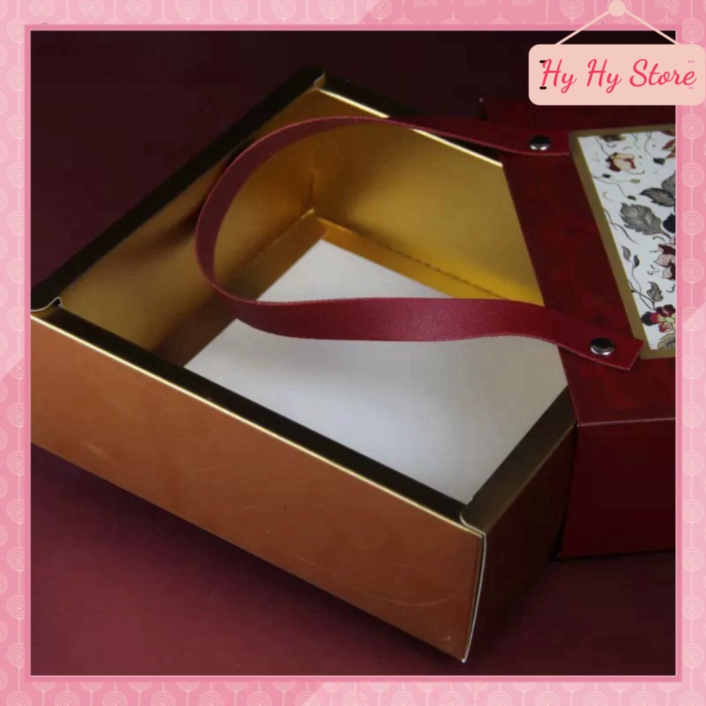 Hộp Velvet Special Gift đỏ quai da in hoa sang trọng ảnh thật  -  Hy Hy Store