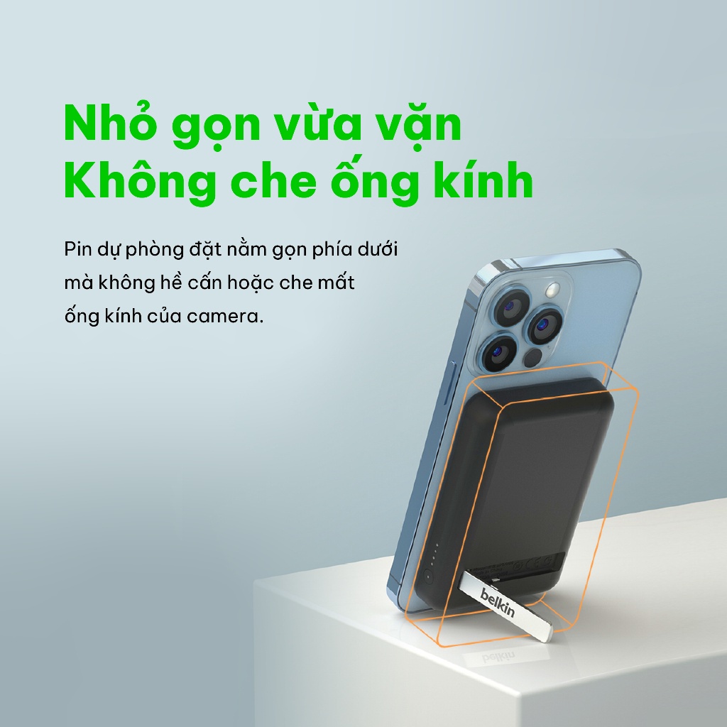 Pin sạc dự phòng không dây Belkin BOOSTCHARGE Magnetic 7.5W 5.000mAh có chân chống, cáp đi kèm C-C 1m - BPD004bt