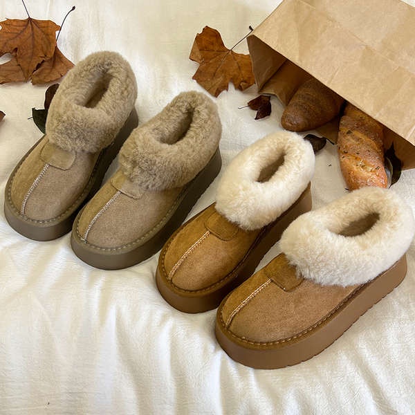 Giày Bốt Đi Tuyết Lót Lông Cừu Đế Dày Thời Trang Mùa Đông 2023 Cho Nữ