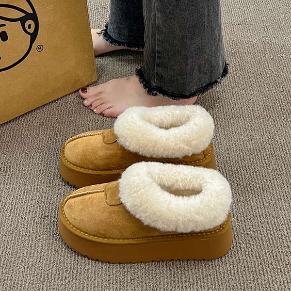 Giày Bốt Đi Tuyết Lót Lông Cừu Đế Dày Thời Trang Mùa Đông 2023 Cho Nữ