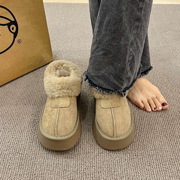 Giày Bốt Đi Tuyết Lót Lông Cừu Đế Dày Thời Trang Mùa Đông 2023 Cho Nữ