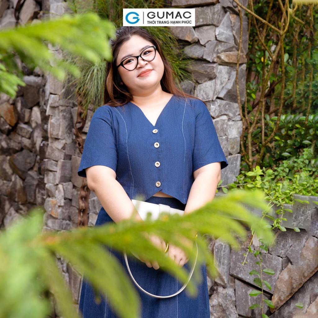 Set lẻ Áo kiểu bigsize dáng lửng GUMAC AD10033 - Chân váy A viền chỉ thời trang GUMAC VD10034