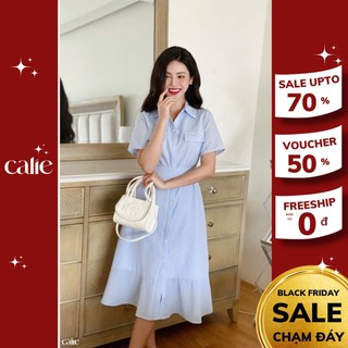 Váy dáng xòe cổ đức thắt đai eo tôn dáng nhẹ nhàng Calie VX121