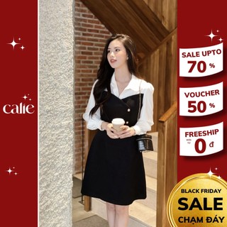 Váy dáng A phối cổ đức trẻ trung kiểu dáng cách điệu sơ mi Calie VA215