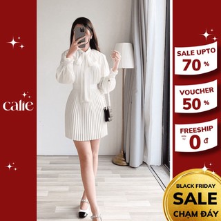 Áo sơ mi cổ bèo thắt nơ thời trang công sở Calie AS073