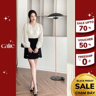 Chân váy vạt chéo đính cúc tôn dáng hai lớp Calie CA071