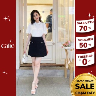 Chân váy eo cao vạt chéo đính cúc tôn dáng Calie CA070