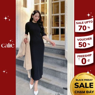 Váy Đầm contton ôm body tôn dáng tay lửng Calie VO001