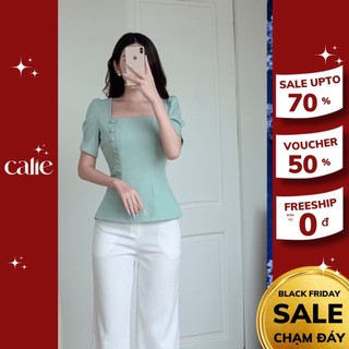 Áo peplum cổ vông phối cúc bọc sang chảnh Calie PL012