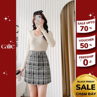 Chân váy A dạ tweed basic dáng đứng tôn dáng Calie CA048