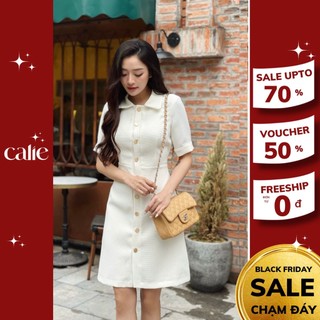 Váy dáng A phối cúc đồng dọc thân tôn dáng Calie VA248