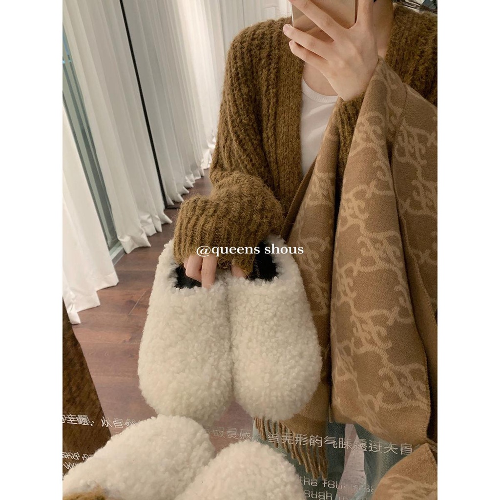 Dép Lười Bít Mũi Phối Lông Thời Trang Nữ Tính