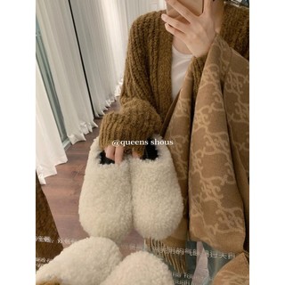 Dép lười bít mũi phối lông thời trang nữ tính