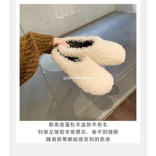 Dép Lười Bít Mũi Phối Lông Thời Trang Nữ Tính