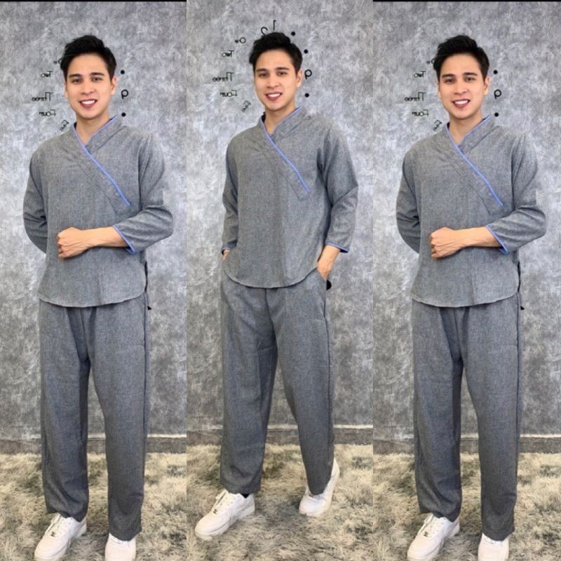 Đồ lam đi chùa nam cao cấp-Pháp phục Phật Tử nam kín đáo vải linen dày đẹp mềm mát đủ size
