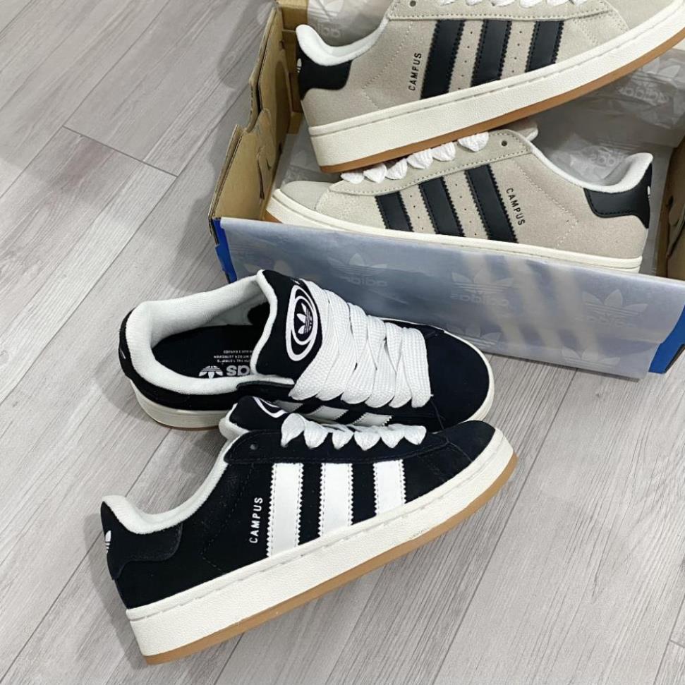 Giày Thể Thao Adidas Campus 'Black White Gum' HQ8708 Campus Đen Sọc Trắng Đế Vàng