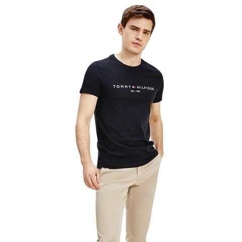 TOMMY HILFIGER - Áo Thun Nam Tay Ngắn Im Core Tommy Logo Tee MW0MW16171BAS