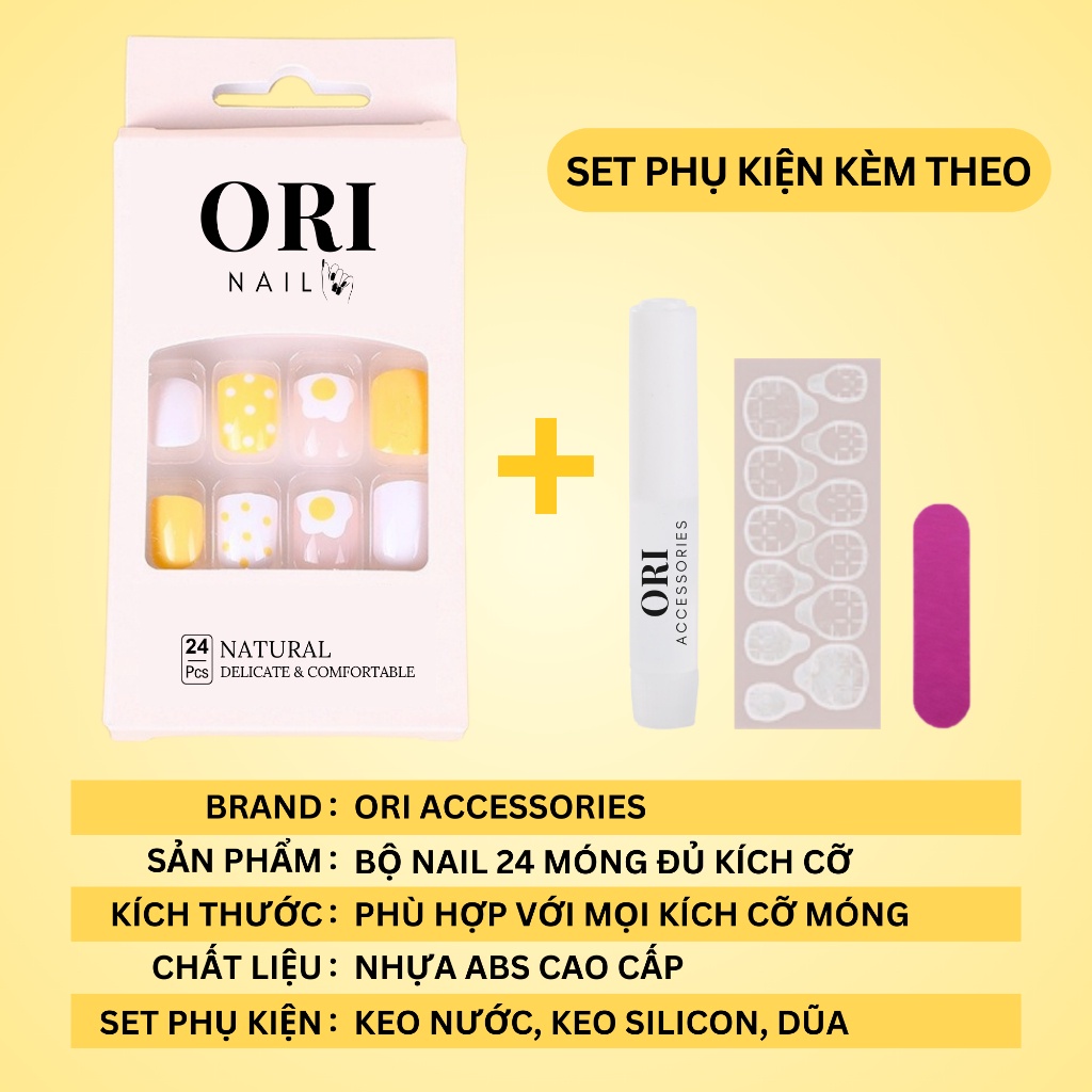 Nail Box Set 24 Móng Tay Nail Họa Tiết 3D Hot Trend thời trang ORI ACCESSORIES Y908